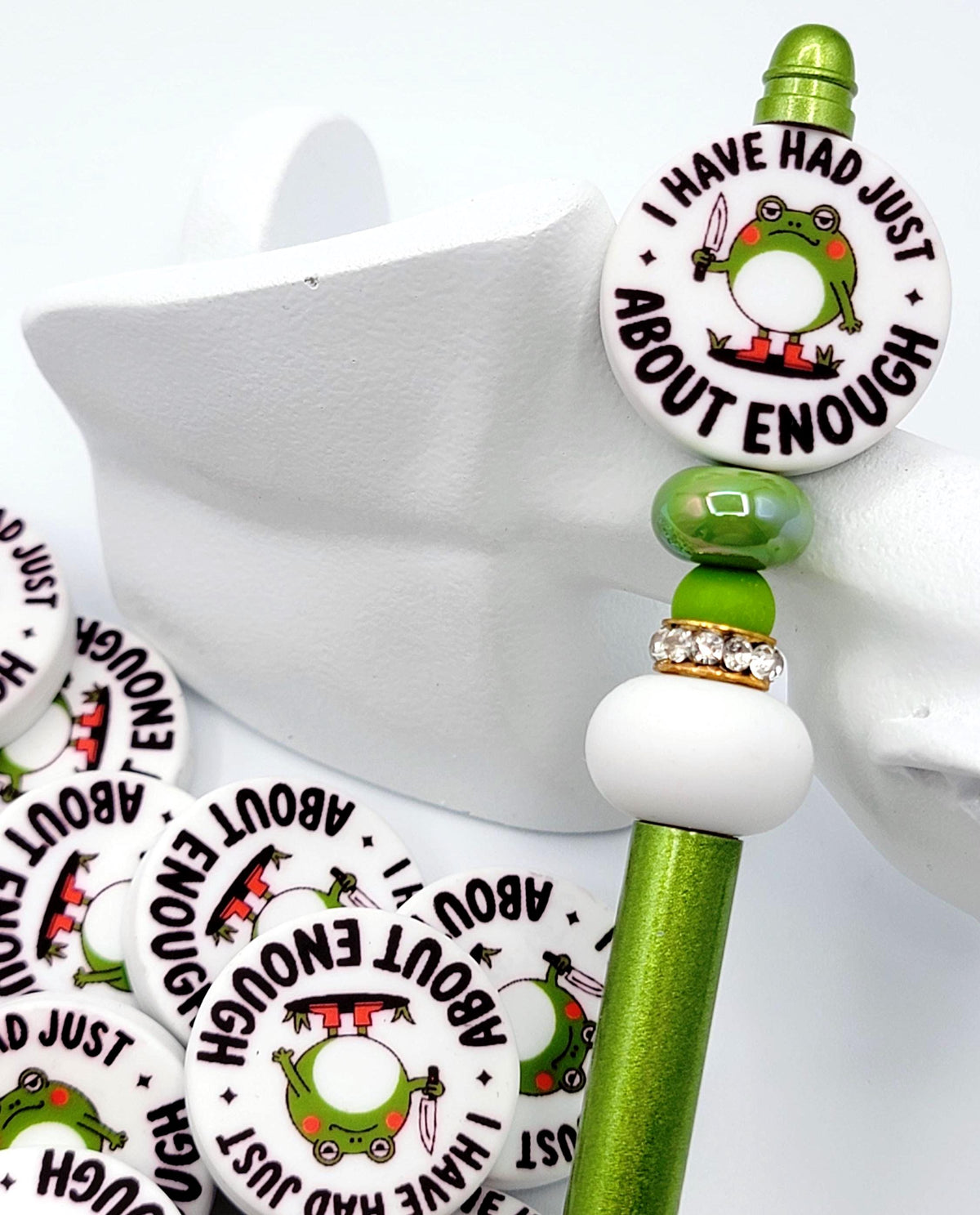 Funny Frog Focal Bead, I Have Had Enough Killer Frog Pen Bead, Sassy Sarcastic Silicone Bead, Beadable Pen And Bag Charm - (Set of 2)