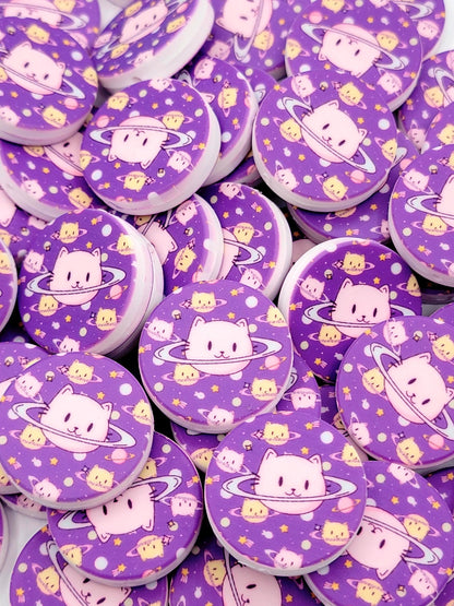 Space Cat Silicone Focal Bead, Funny Cat Lover Pen Bead, Cat Lady Astronaut Bead, Cute Galaxy Cat Keychain Wristlet Craft Bead - (Set of 2)
