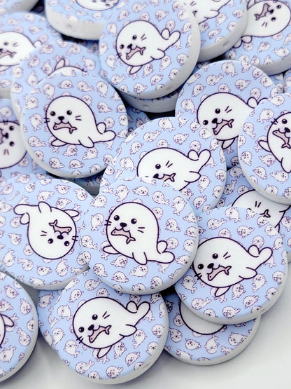 Seal With Fish Silicone Focal Bead, Cute Seal Pen Bead, Ocean Animal Focal Bead, Bracelet Keychain Lanyard Bead, DIY Craft Bead - (Set of 2)