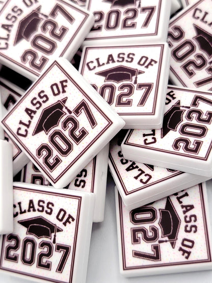 Class of 2027 Graduation Focal Bead, Cap And Gown Silicone Pen Bead, Senior Mom Gift, Class of 2027 DIY Graduation Craft Bead - (Set of 2)