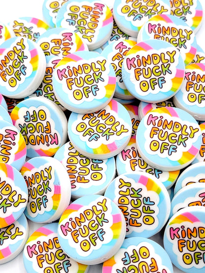 Kindly Fuck Off Rainbow Sky Focal Pen Bead, Adult Humor Silicone Bead,Sarcastic Introvert Pen Bead, Antisocial Keychain Craft Bead - (Set of 2)