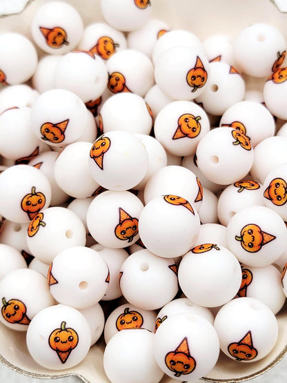 15mm Pumpkin Ice Cream Cone Silicone Round Beads, Halloween Fall Beads, Cute Pumpkin Beads for Pens, Keychains & Crafts