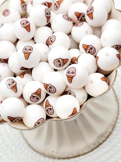 15mm Mummy Monster Silicone Round Beads, Halloween Mummy Beads, Cute Spooky Monster Beads for Pens, Keychains and Crafts