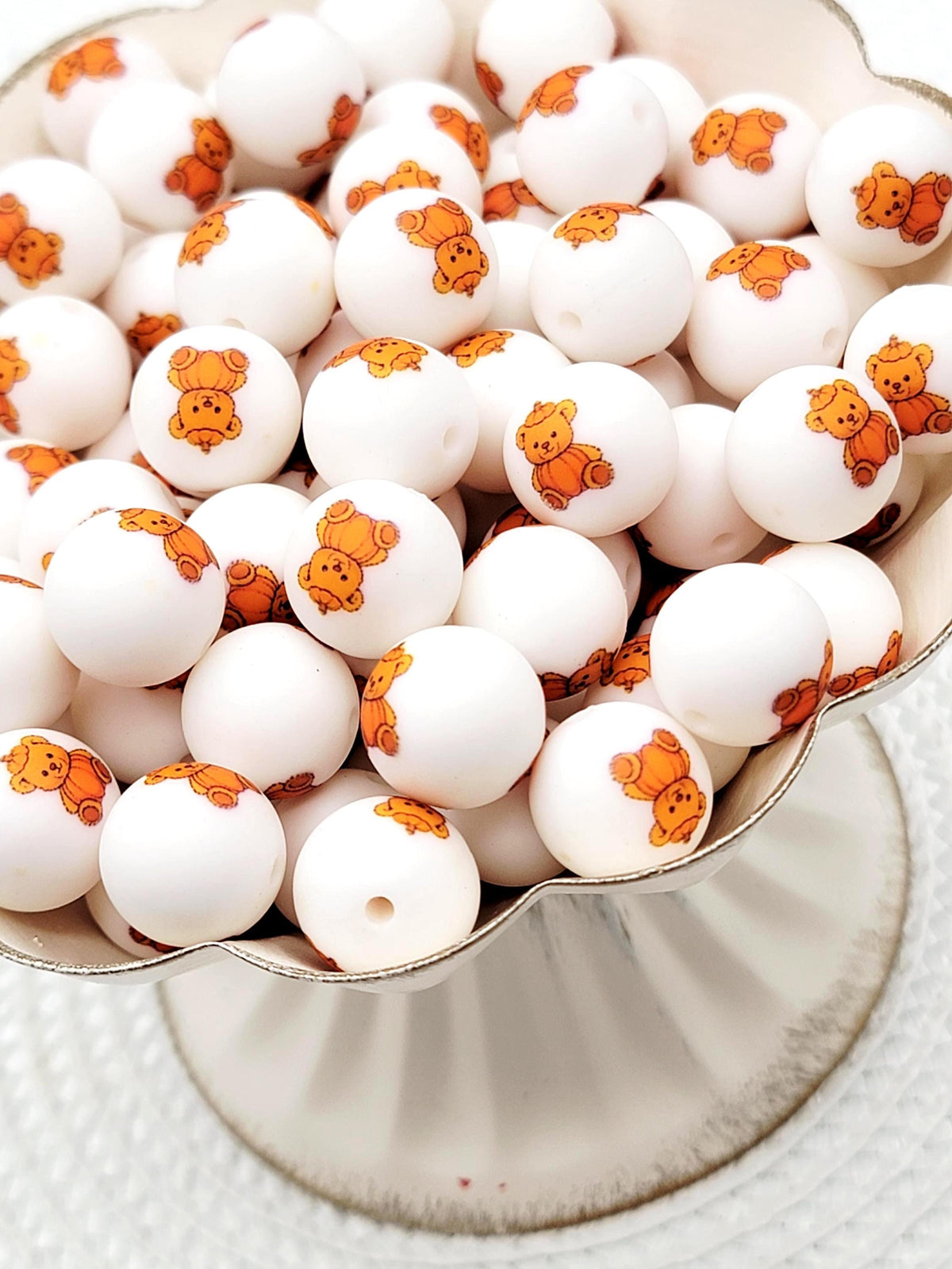 15mm Pumpkin Bear Silicone Round Beads, Halloween Fall Beads, Cute Pumpkin Beads for Pens, Keychains and Thanksgiving Crafts