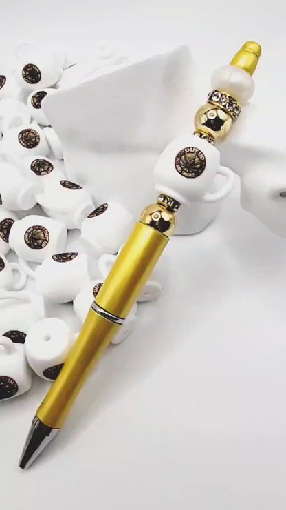 Shut Up and Smoke Coffee Cup 3D Silicone Focal Bead – Funny 420 Pen Bead (Set of 1, 2 or 5)