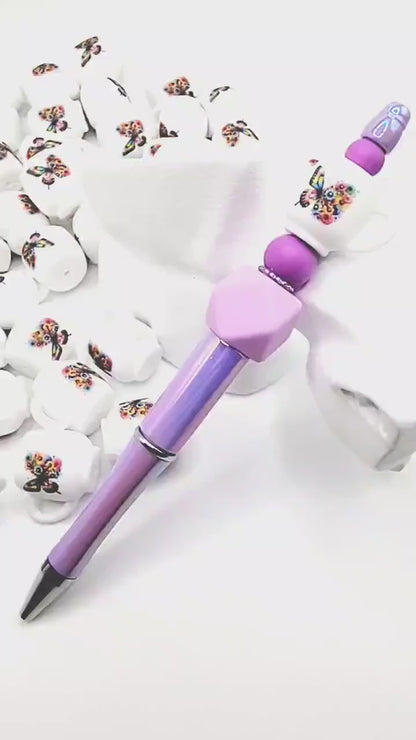 Floral Butterfly 3D Cup Silicone Focal Bead – 3D Pen & Keychain Bead (Set of 1, 2 or 5)