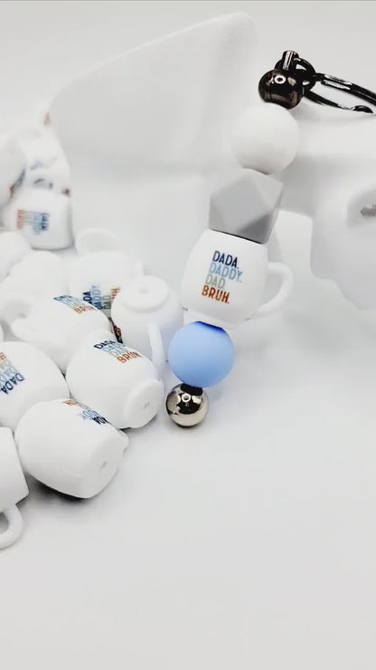 Funny Dad Coffee 3D Cup Silicone Focal Bead – Dada Daddy Pen & Keychain Bead (Set of 1, 2 or 5)