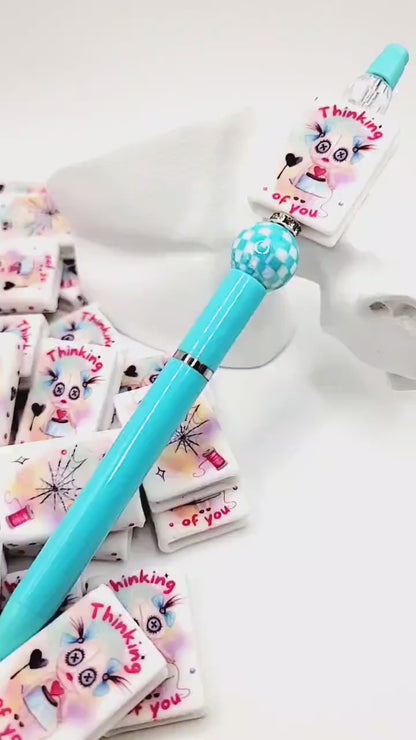 Thinking of You Voodoo Doll Book Silicone Focal Bead – Best Friend Journal Pen Bead (Set of 1 or 2)