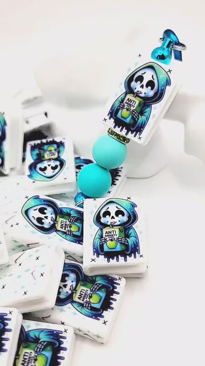 Anxiety Baby Skeleton Book Silicone Focal Bead – Mental Health Journal Pen Bead (Set of 1 or 2)