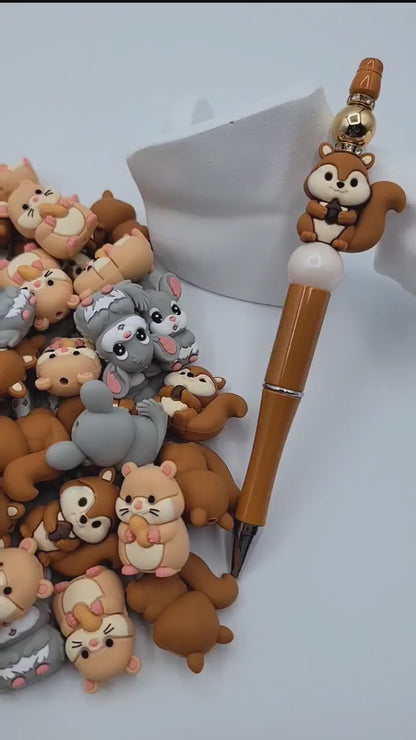 Woodland Forest Animal Focal Beads , Squirrel, Hamster & Chinchilla Silicone Beads for DIY Pens, Jewelry and Crafts (Set of 2)